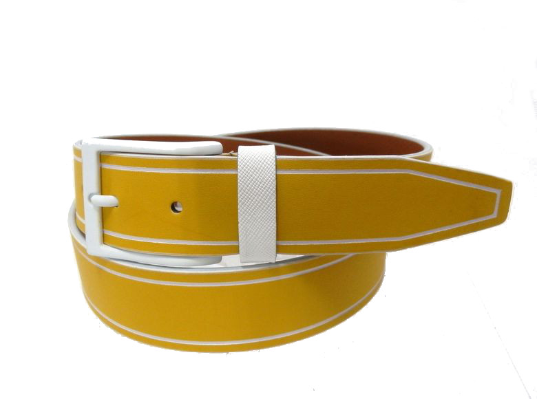 Cowhide Belt for Man - Yellow - 35mm